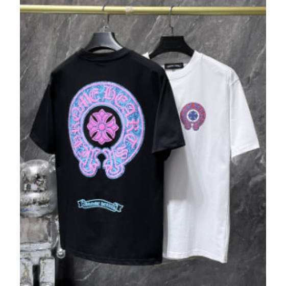 Chrome Hearts Pink and Blue Horseshoe Tee