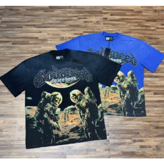 Godspeed American rock street style washed retro short-sleeved T-shirt