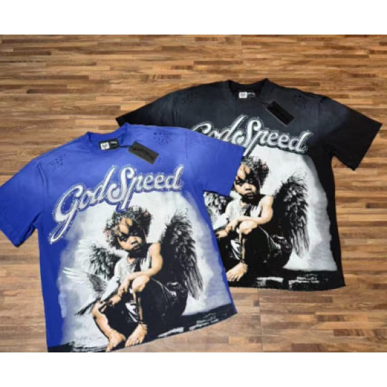 Godspeed American rock street style washed retro short-sleeved T-shirt