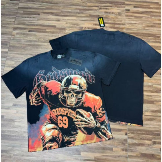 Godspeed American rock street style washed retro short-sleeved T-shirt