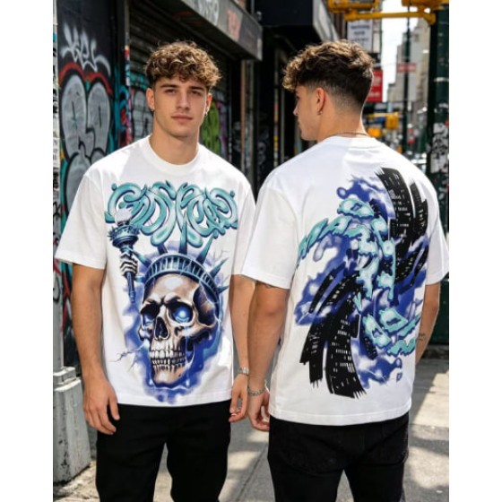 Godspeed American rock street style washed retro short-sleeved T-shirt