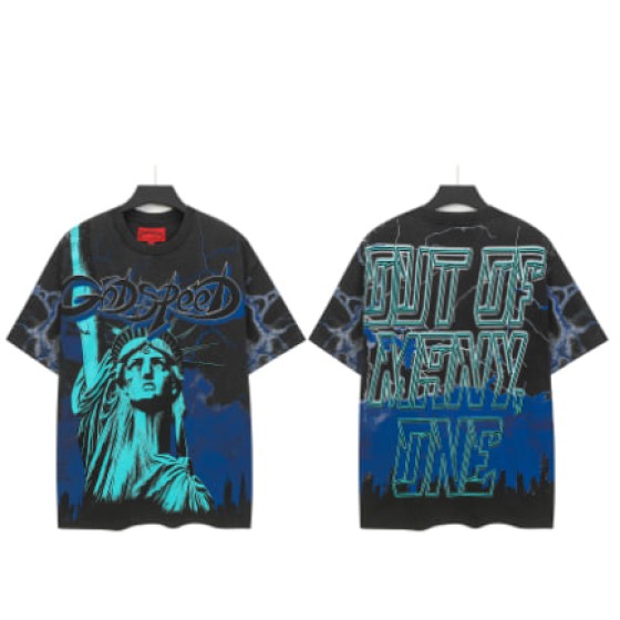 Godspeed American rock street style washed retro short-sleeved T-shirt