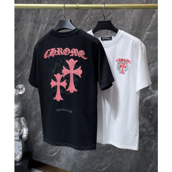 Chrome Hearts Pink Crystal Cross Tee