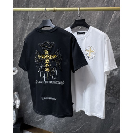 Chrome Hearts Gold Embroidered Cross Tee
