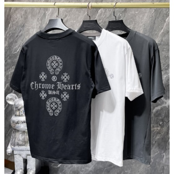 Chrome Hearts Multi-Logo Rhinestone Tee